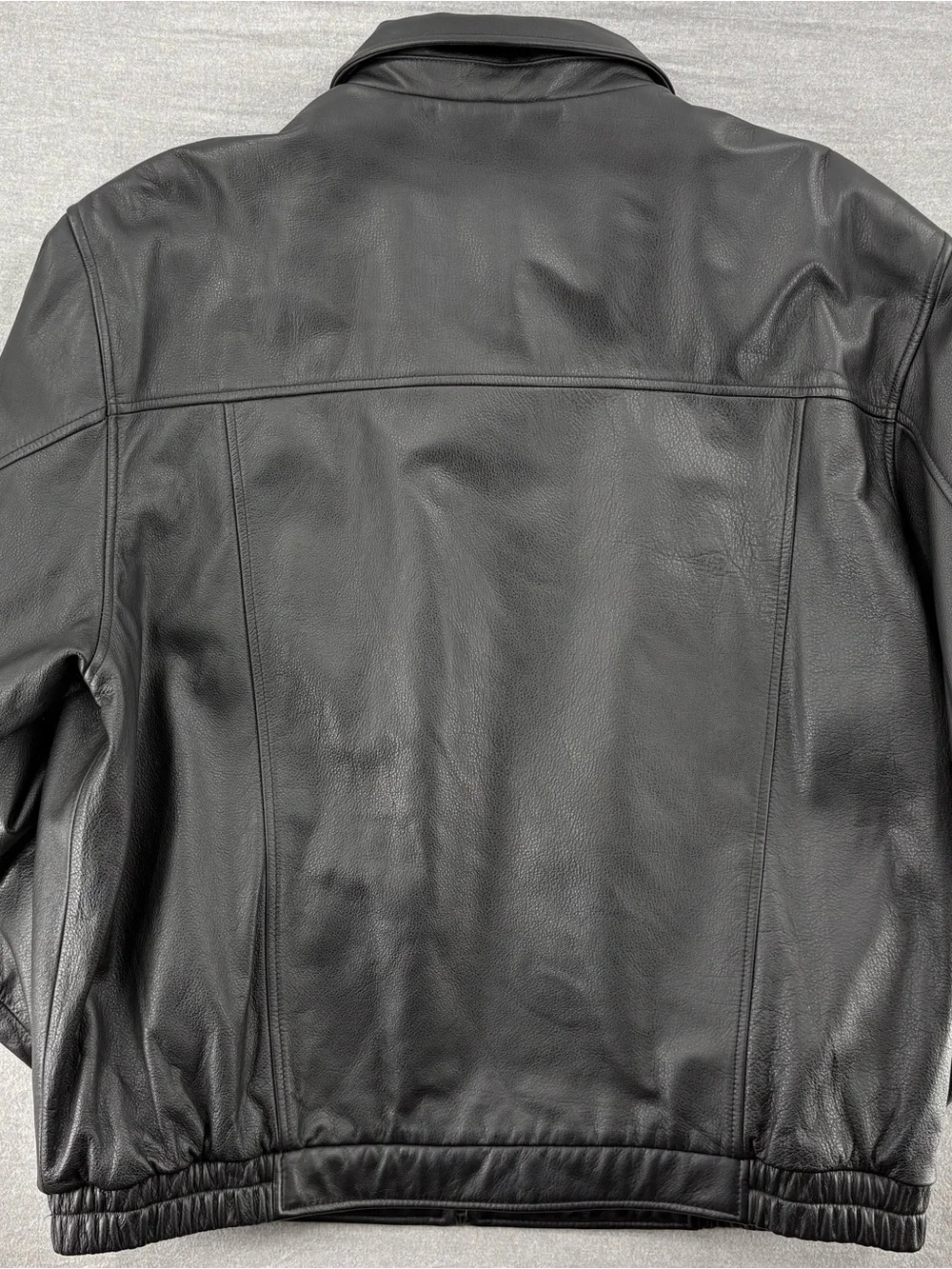 croft & barrow Black Leather Bomber Jacket
